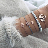Fashion Women Bracelet Set Bohemia Jewelry Vintage Boho Turtle Map Charm Bracelets & Bangles For Girl Bead Chain Accessories