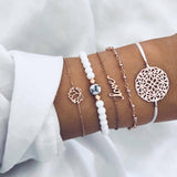 Fashion Women Bracelet Set Bohemia Jewelry Vintage Boho Turtle Map Charm Bracelets & Bangles For Girl Bead Chain Accessories