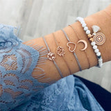 Fashion Women Bracelet Set Bohemia Jewelry Vintage Boho Turtle Map Charm Bracelets & Bangles For Girl Bead Chain Accessories